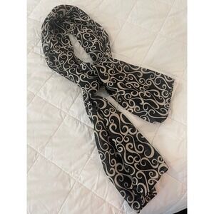 00047 – Black & Beige Swirl Scarf – 100% Polyester‎ – 13" x 54"